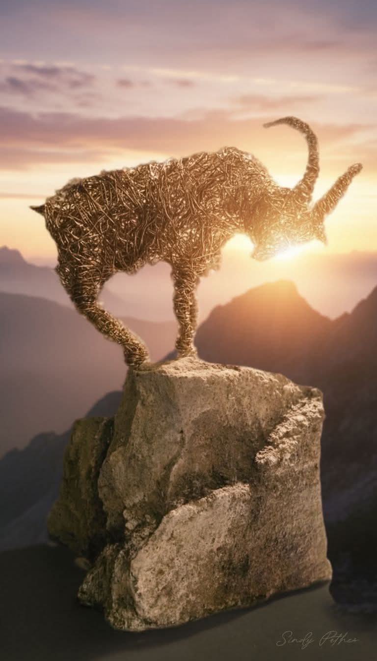 Steinbock Drahtfigur Steinbock